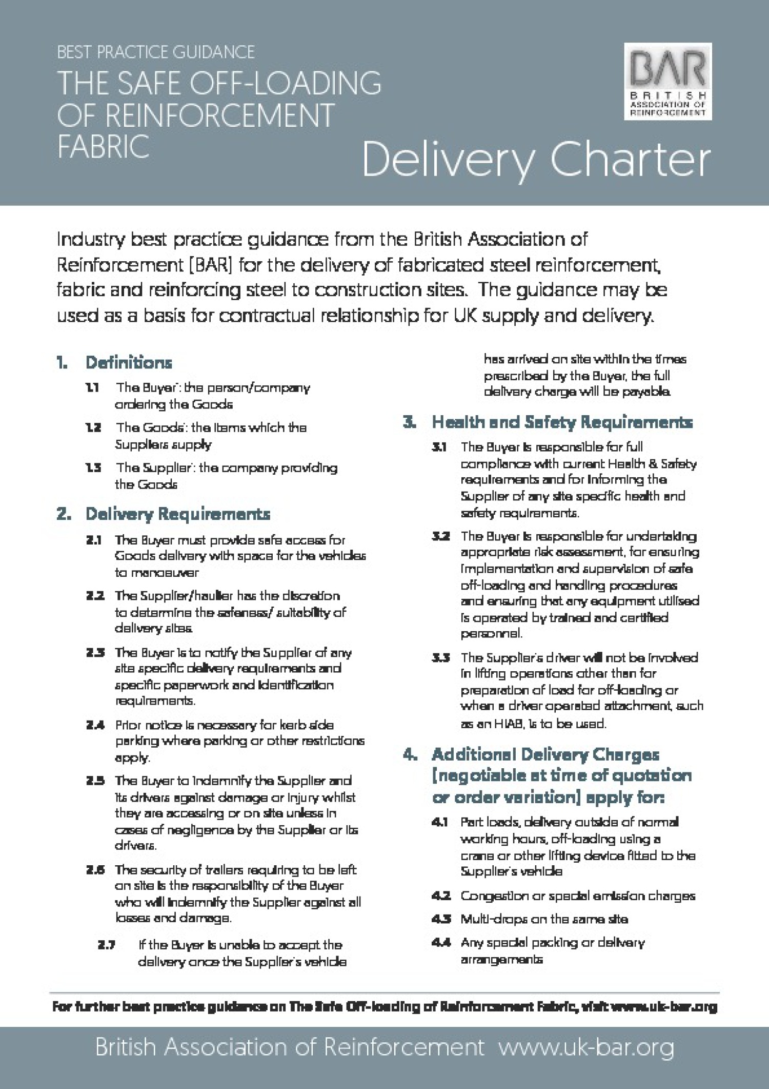 BAR Delivery Charter